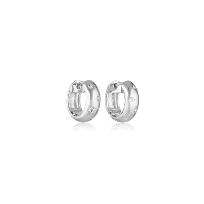 Linda Tahija Solar Huggie White Topaz Earrings - Silver | Koop.co.nz