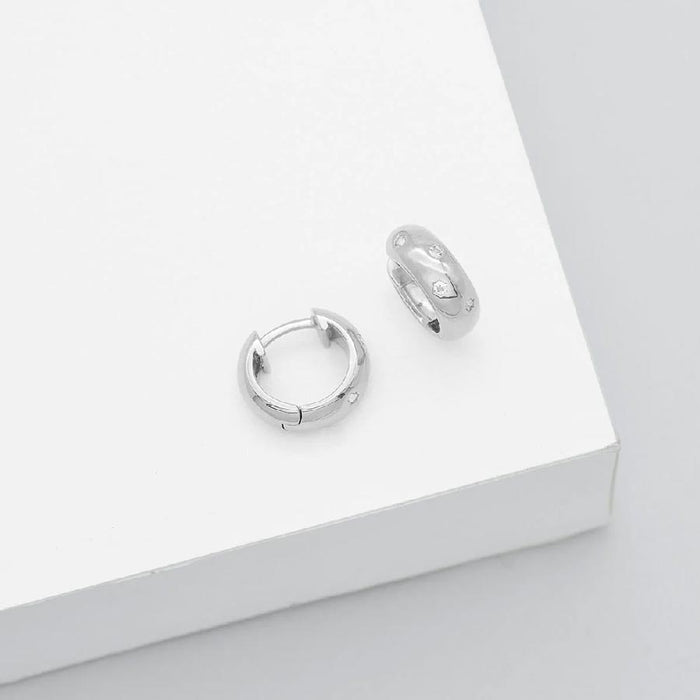 Linda Tahija Solar Huggie White Topaz Earrings - Silver | Koop.co.nz