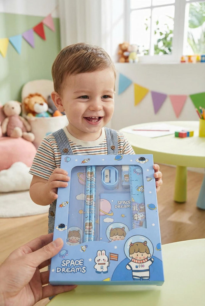 Space Dreams Kids Stationery Gift Set – Blue Astronaut Theme