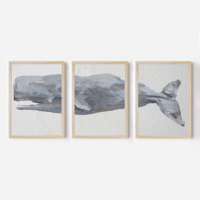Sperm Whale Painted Triptych - Set of 3 - Jetty Home