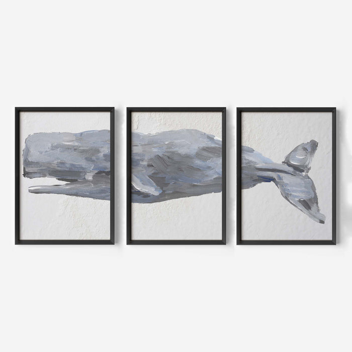 Sperm Whale Painted Triptych - Set of 3 - Jetty Home