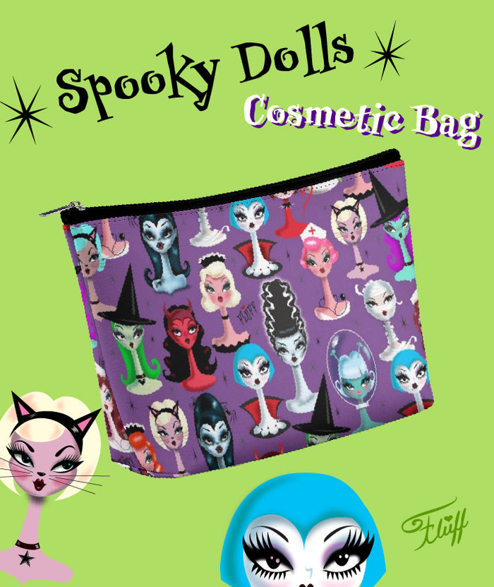 Spooky Dolls Purple • Cosmetic Bag