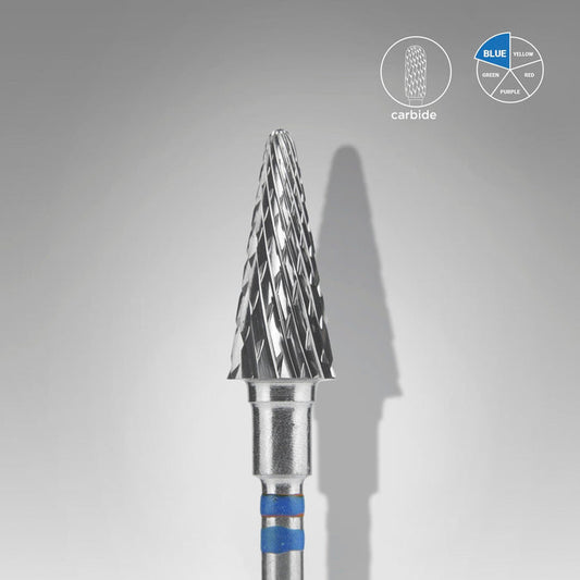 Staleks Carbide nail drill bit "cone" blue, 6 mm for left-handed users Drill Bit Staleks