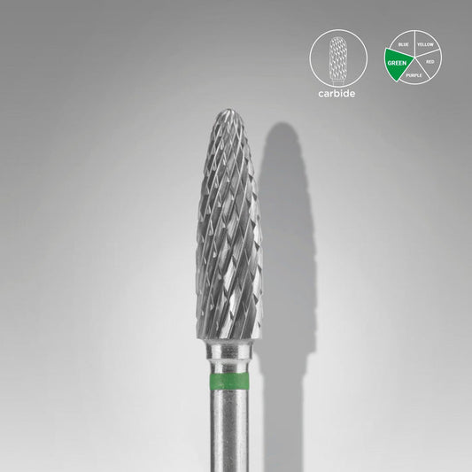Staleks Carbide nail drill bit "corn" green, 4 mm Drill Bit Staleks