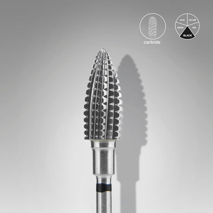 Staleks Carbide nail drill bit "pine cone" black, 6 mm Drill Bit Staleks