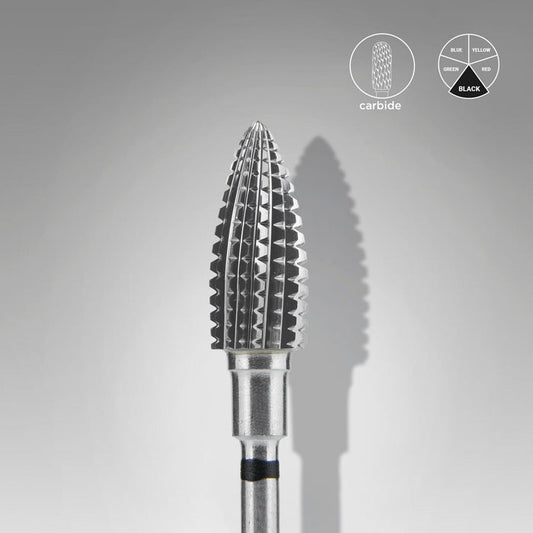 Staleks Carbide nail drill bit "pine cone" black, 6 mm Drill Bit Staleks