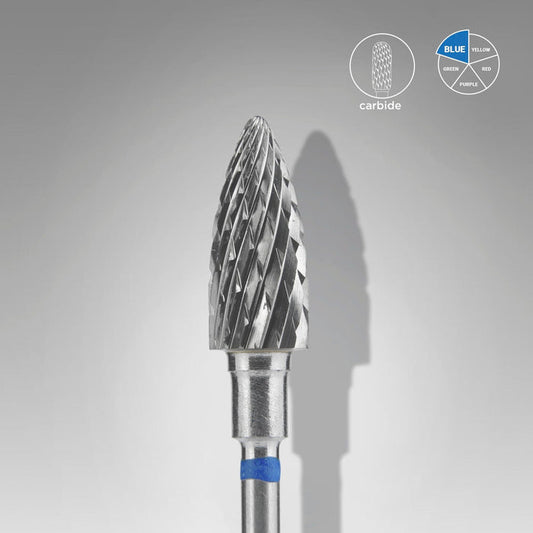 Staleks Carbide nail drill bit "pine cone" blue, 6 mm Drill Bit Staleks