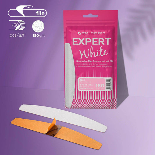 Staleks Disposable THIN White files for crescent nail file EXPERT 42 180 grit (50 pcs) Nail file Staleks