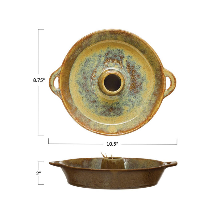 Stoneware Dish with Toothpick Holder