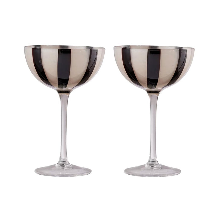 Assemble Striped Coupe Glasses (2pc) | Koop.co.nz