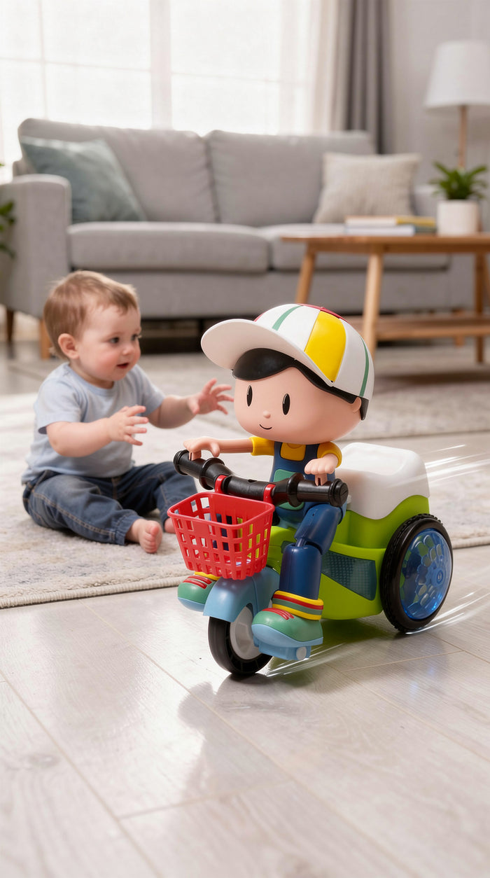 Stunt Tricycle Boy Toy – 360° Rotating Lights & Music (Age 3+)