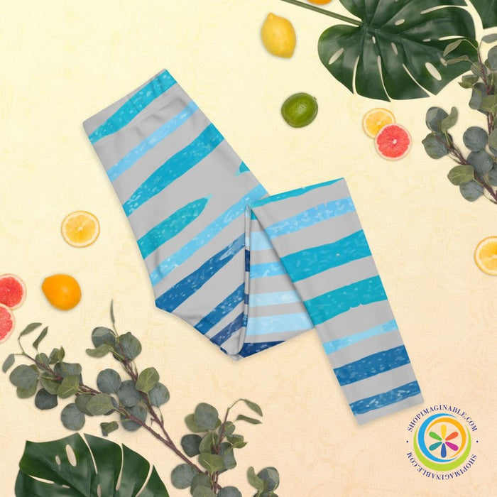 Summer Blue Waves Leggings-ShopImaginable.com