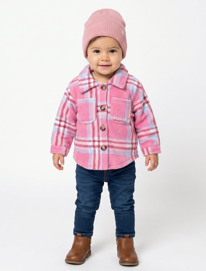 Surchemise en sherpa à carreaux pour bébé fille