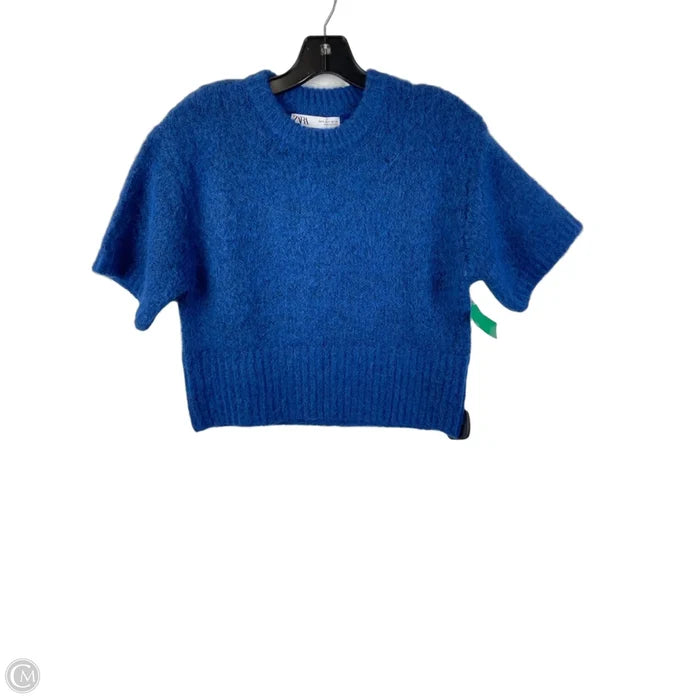 Sweater Short Sleeve By Zara In Blue, Size: S