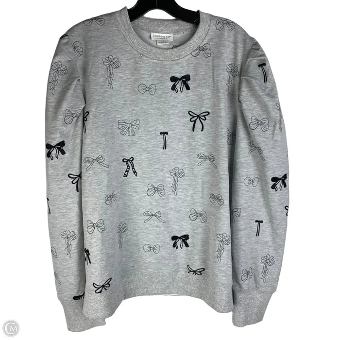 Sweatshirt Crewneck By Chicsoul In Black & Grey, Size: 1x
