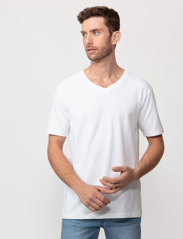 T-shirt à col en V en coton bio