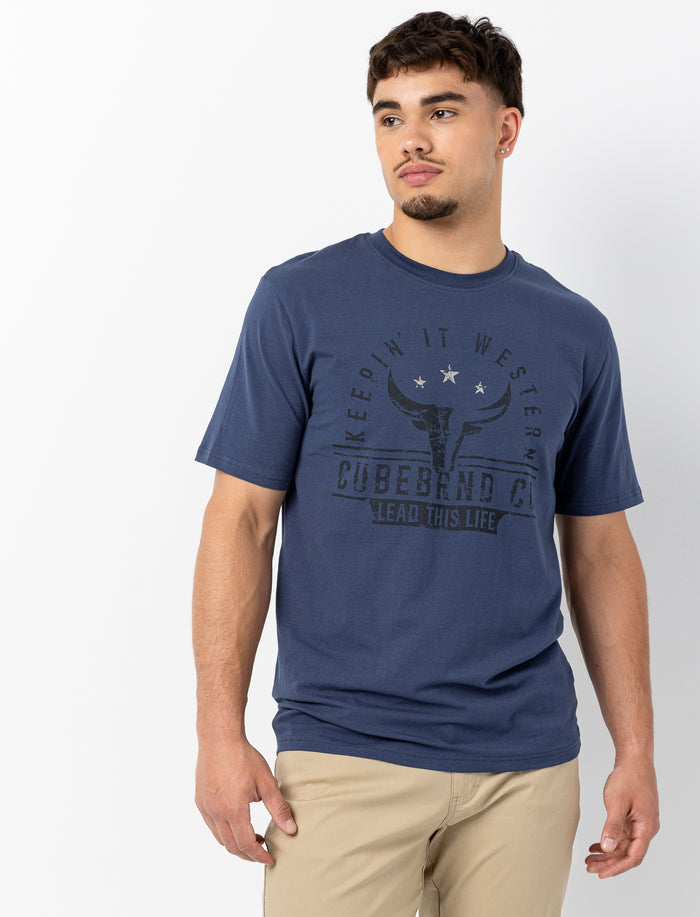 T-shirt à col rond imprimé pour homme