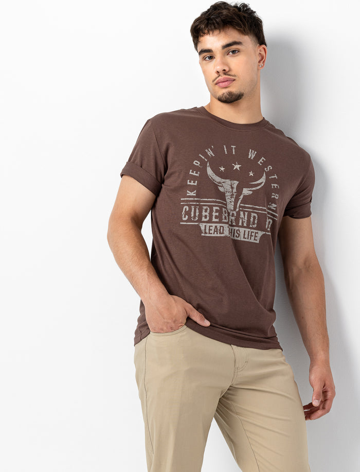 T-shirt à col rond imprimé pour homme