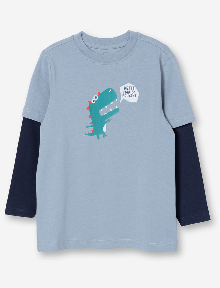 T-shirt à effet superposé pour petit garçon