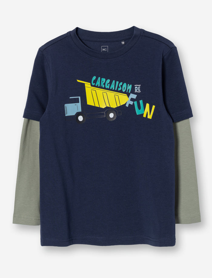 T-shirt à effet superposé pour petit garçon