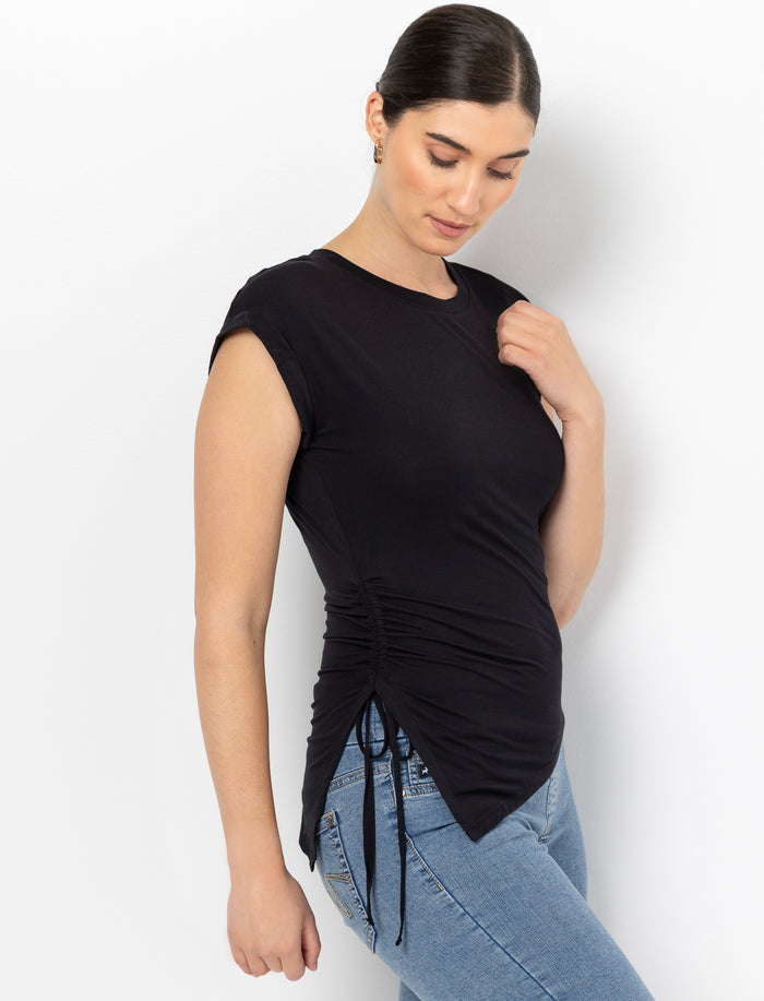 T-shirt asymétrique froncé