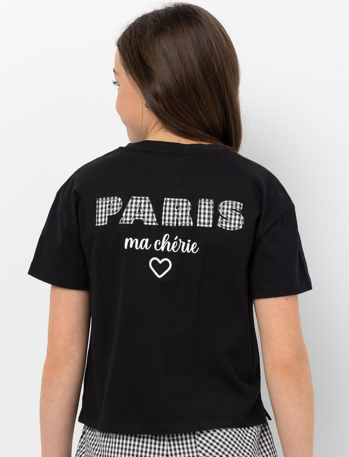T-shirt avec broderie poitrine cœur