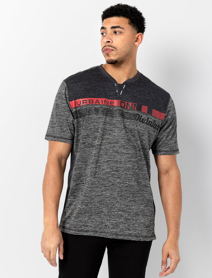 T-shirt avec col V et boutons