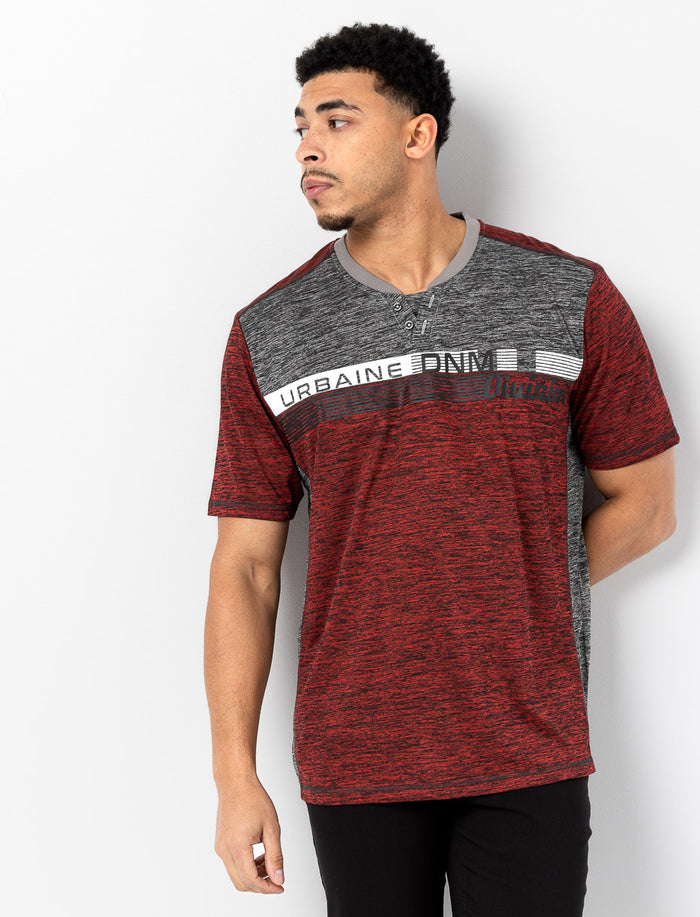 T-shirt avec col V et boutons