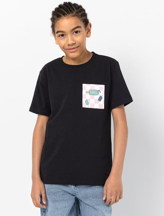 T-shirt basique à poche imprimée