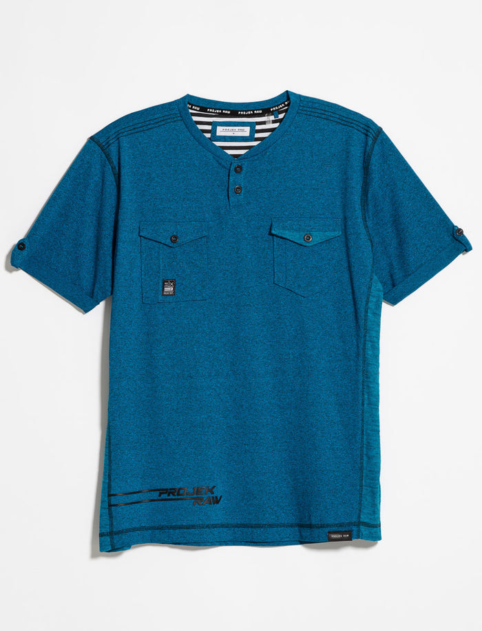 T-shirt col henley à poches