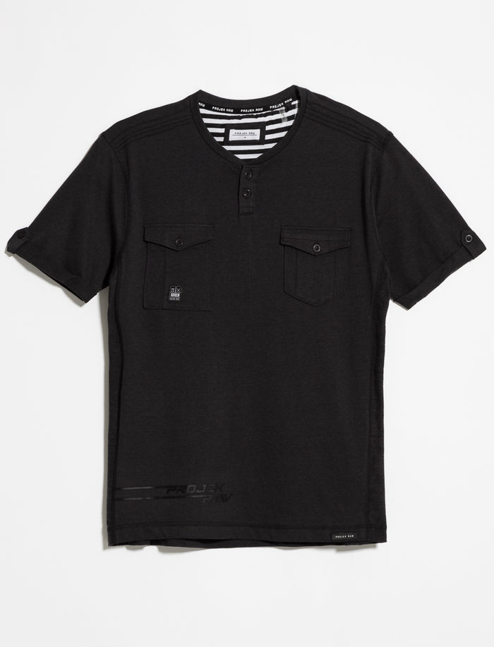 T-shirt col henley à poches