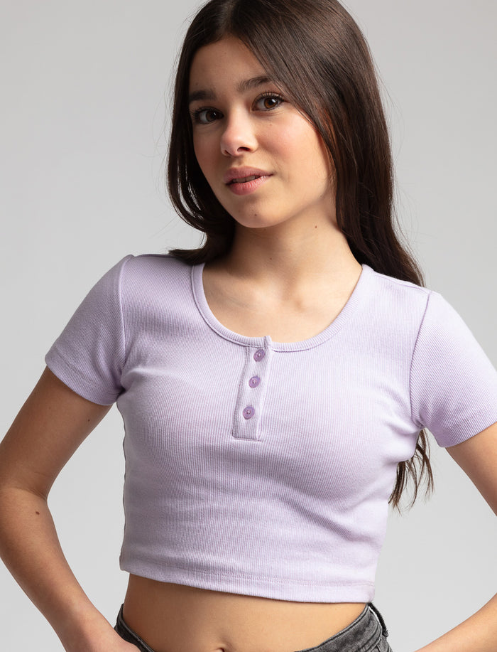 T-shirt côtelé à col boutonné