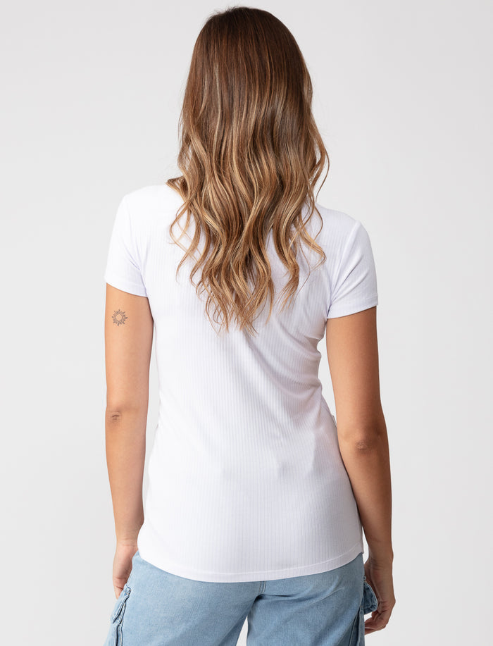 T-shirt côtelé à manches courtes