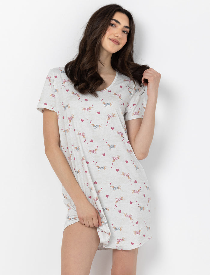 T-shirt de nuit imprimé à manches courtes
