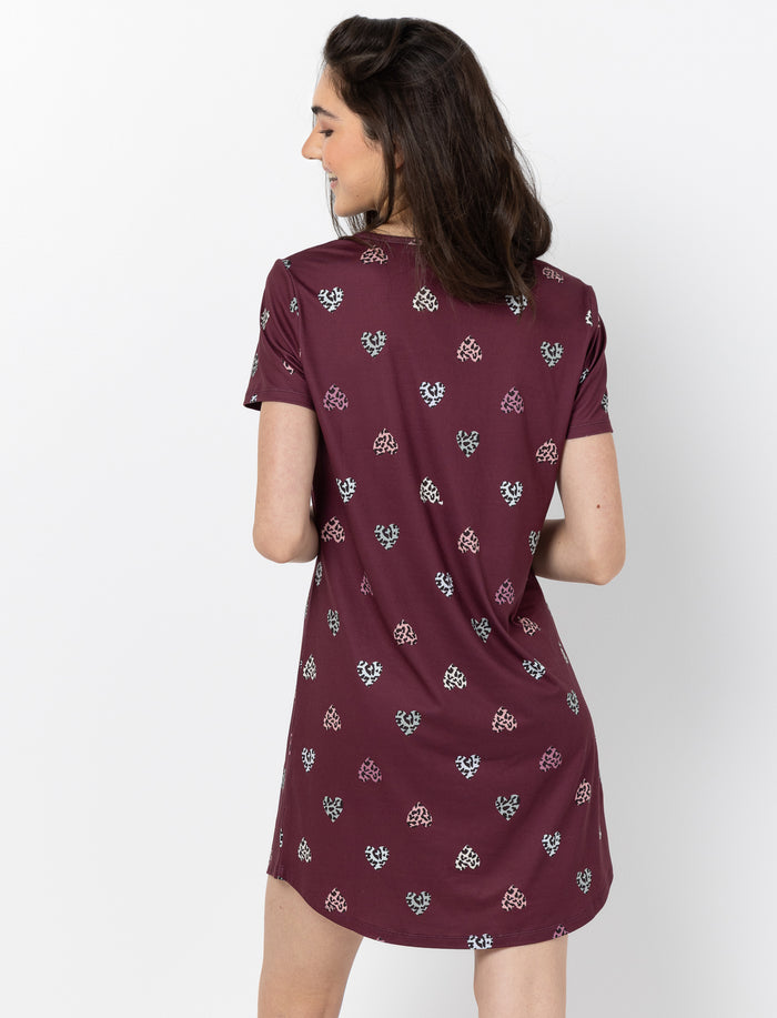 T-shirt de nuit imprimé à manches courtes