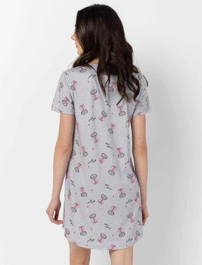 T-shirt de nuit imprimé à manches courtes