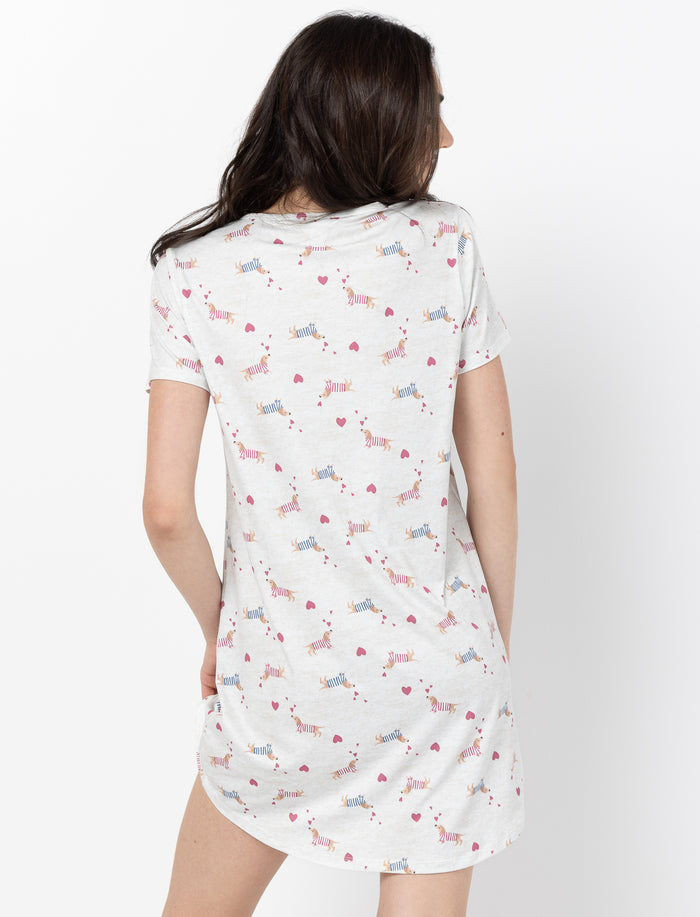 T-shirt de nuit imprimé à manches courtes