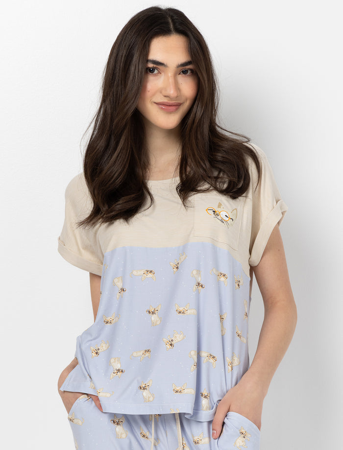 T-shirt de pyjama à motif pour femme