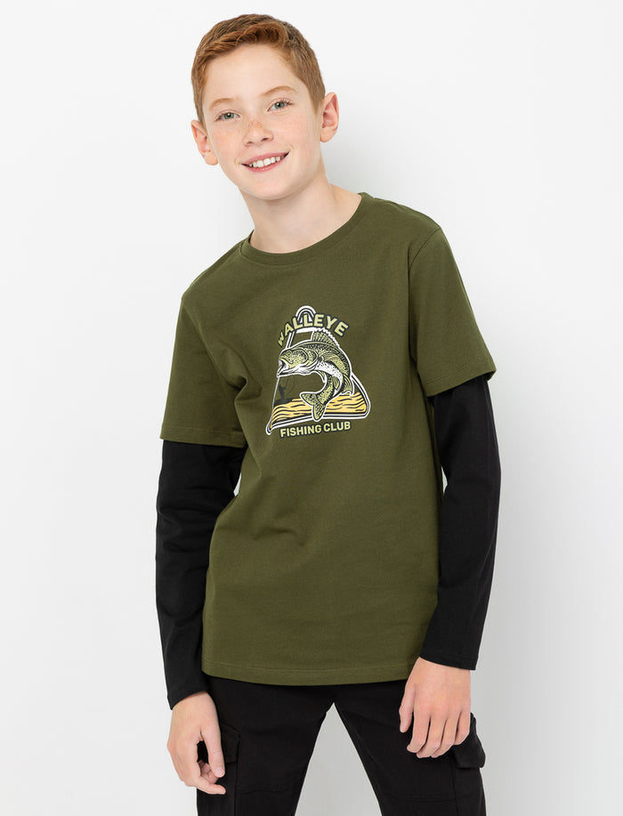 T-shirt en coton bio à manches superposées