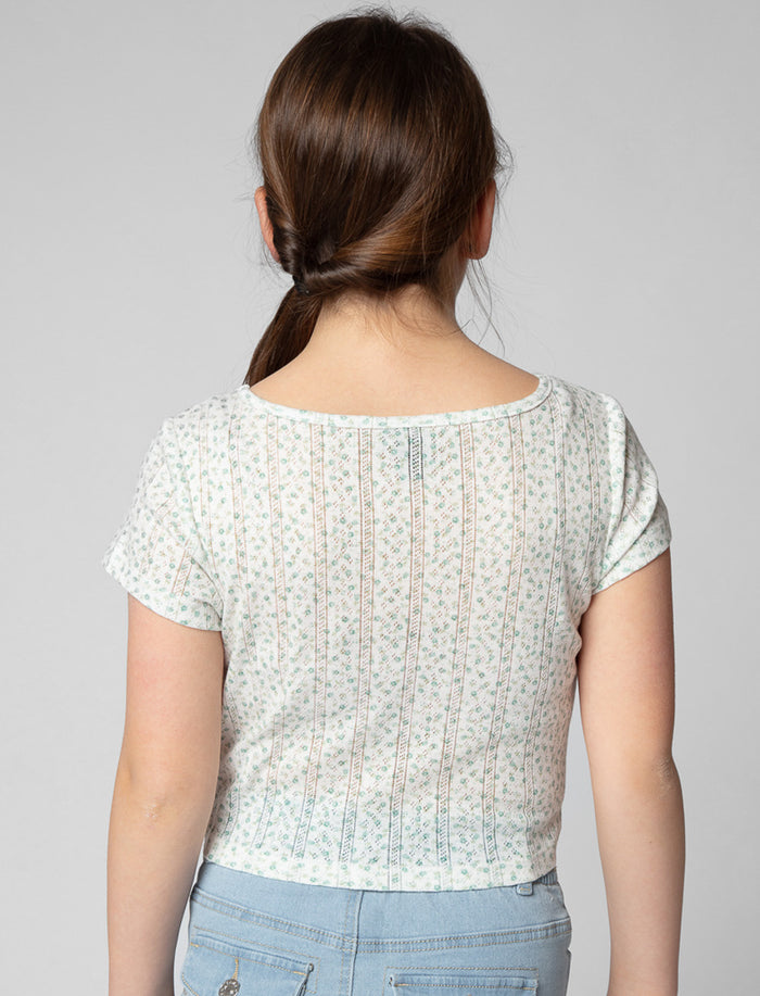 T-shirt en pointelle fleuri