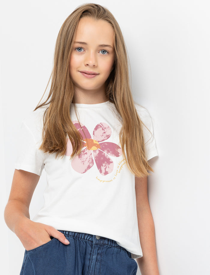 T-shirt en tricot imprimé à l’avant pour fille