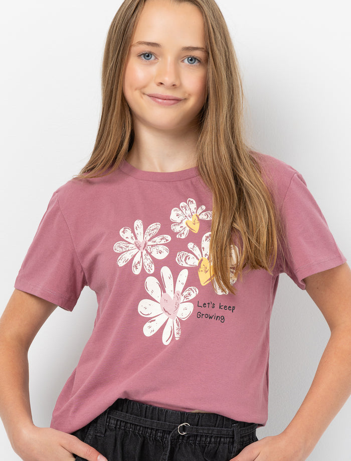T-shirt en tricot imprimé à l’avant pour fille