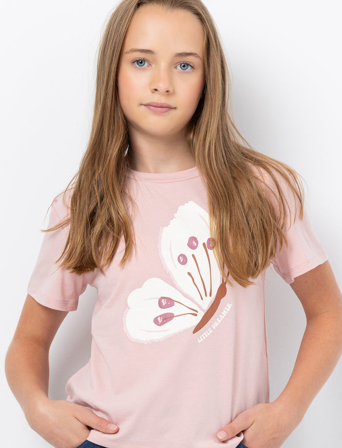 T-shirt en tricot imprimé à l’avant pour fille