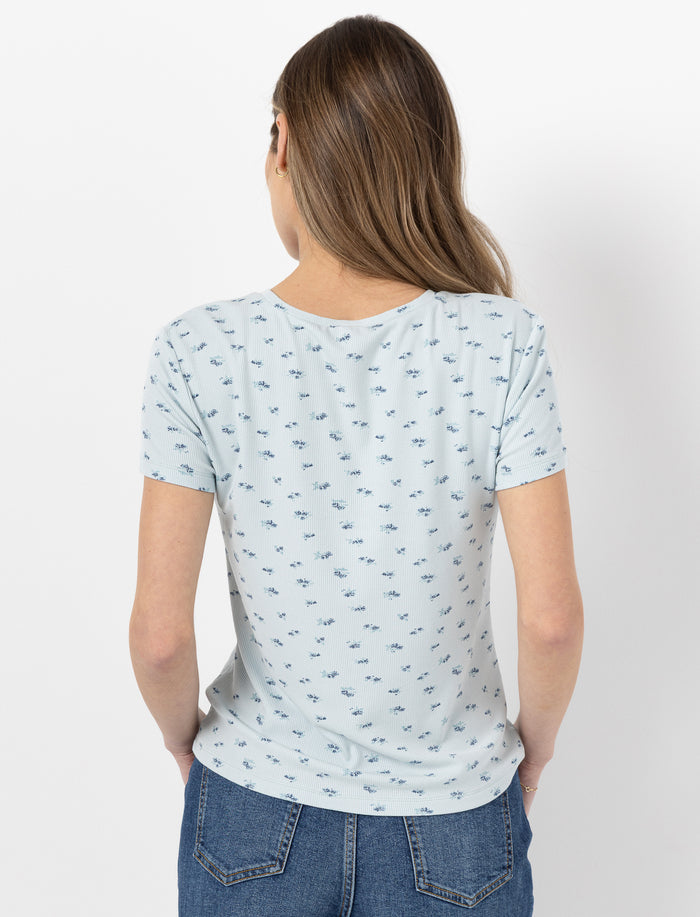 T-shirt fleuri à manches courtes