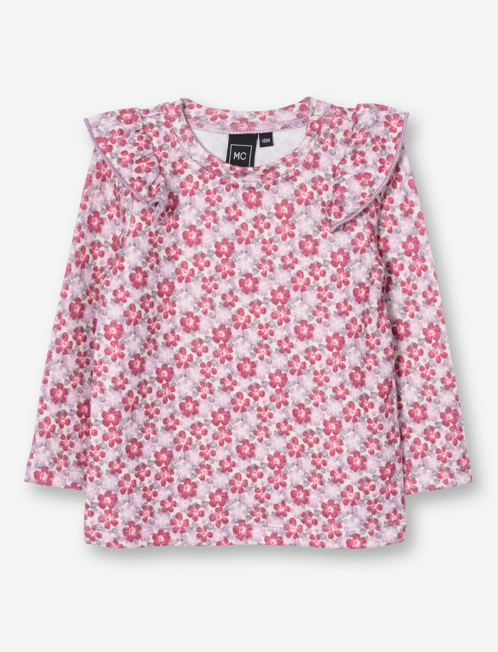 T-shirt fleuri à manches longues pour bébé fille