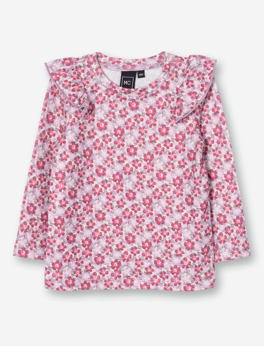 T-shirt fleuri à manches longues pour bébé fille