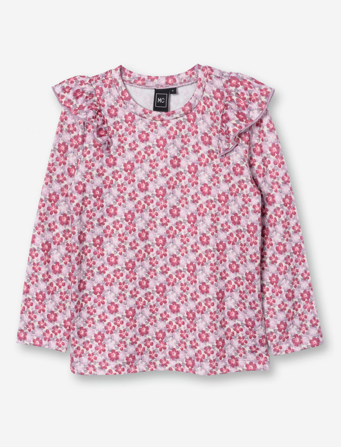 T-shirt fleuri à manches longues pour fille