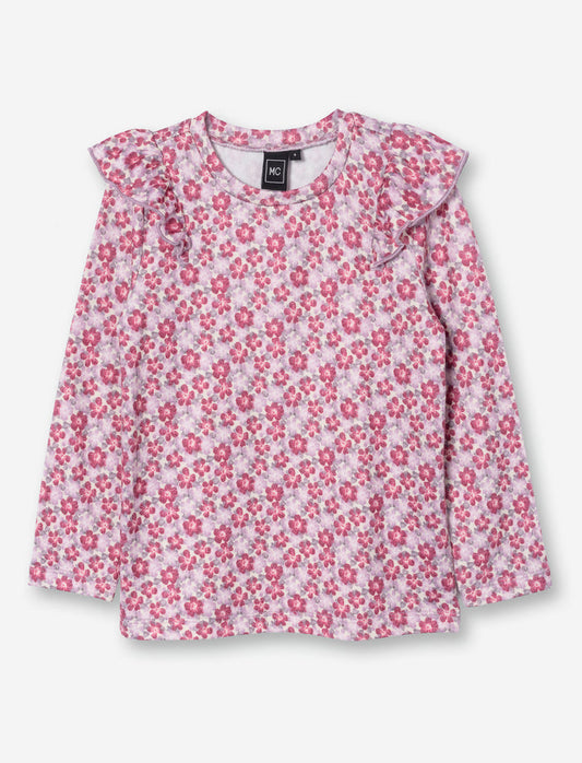 T-shirt fleuri à manches longues pour fille