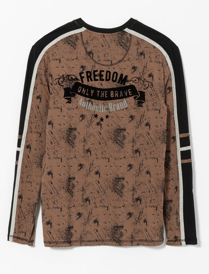T-shirt imprimé à bandes contrastantes