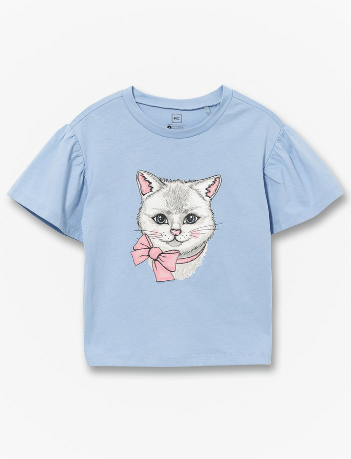 T-shirt imprimé à manches évasées - petite fille